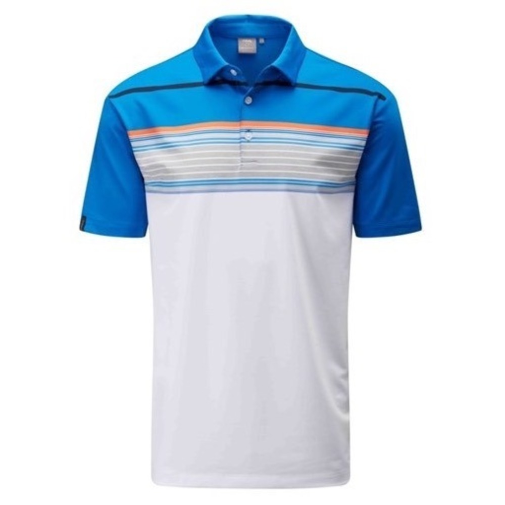 Ping Harper Polo Mens Large Blue White Colorblock SensorCool Golf Shirt